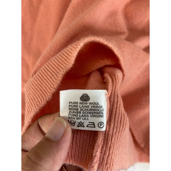 Lyle & Scott Sweater Womens Size 40 Peach Mock Neck Lambswool Made in Scotland - Picture 7 of 11